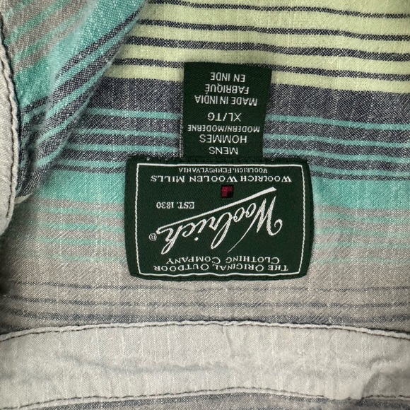 Woolrich Shirt Casual button down Men’s xl stripe lightweight beach - Picture 10 of 12